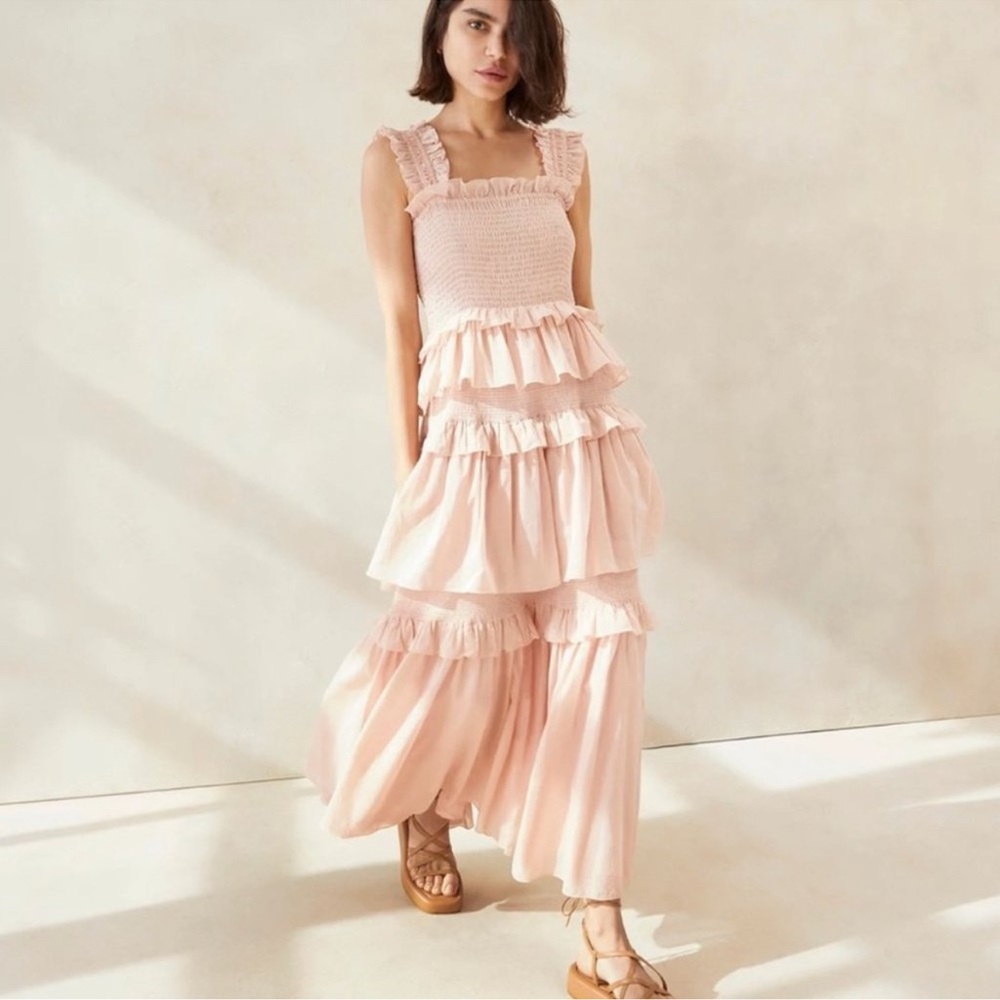 Loeffler Randall Pink Ruffle Maxi Dress